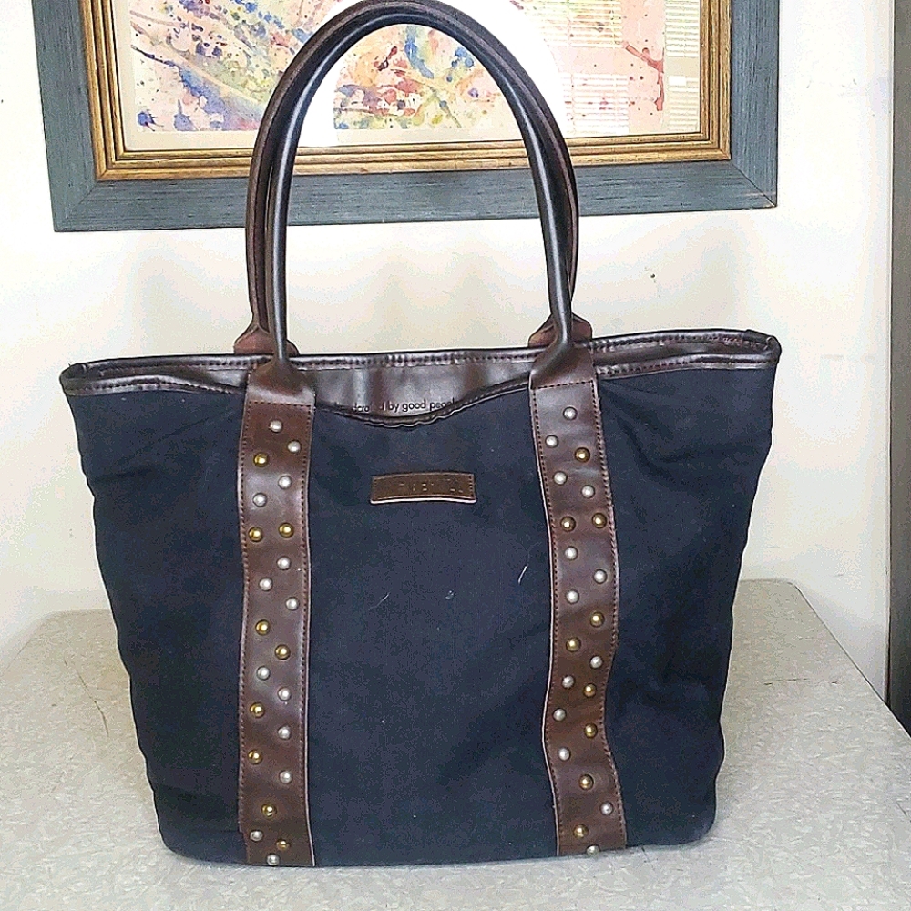 BERYLL  Black Canvas & Leather Tote Bag